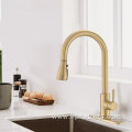 Brush Gold Kitchen Faucet Pull Down Hot And Cold Mixer 360 Degree Rotating Kitchen Faucets